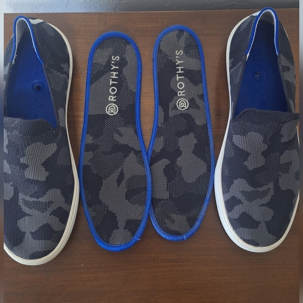 Rothy's The Original Slip On Sneakers Shoes Gray Camo Camouflage Retired Size 9 - Picture 10 of 14